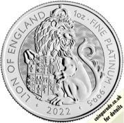 2022 1oz Platinum Royal Tudor Beasts - Lion of England